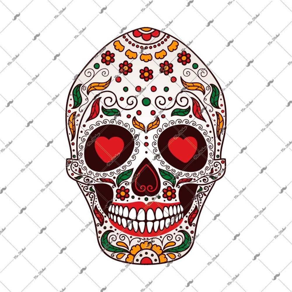 SKL7 Kalp Gozlu Sugar Skull Kurukafa Etiketi