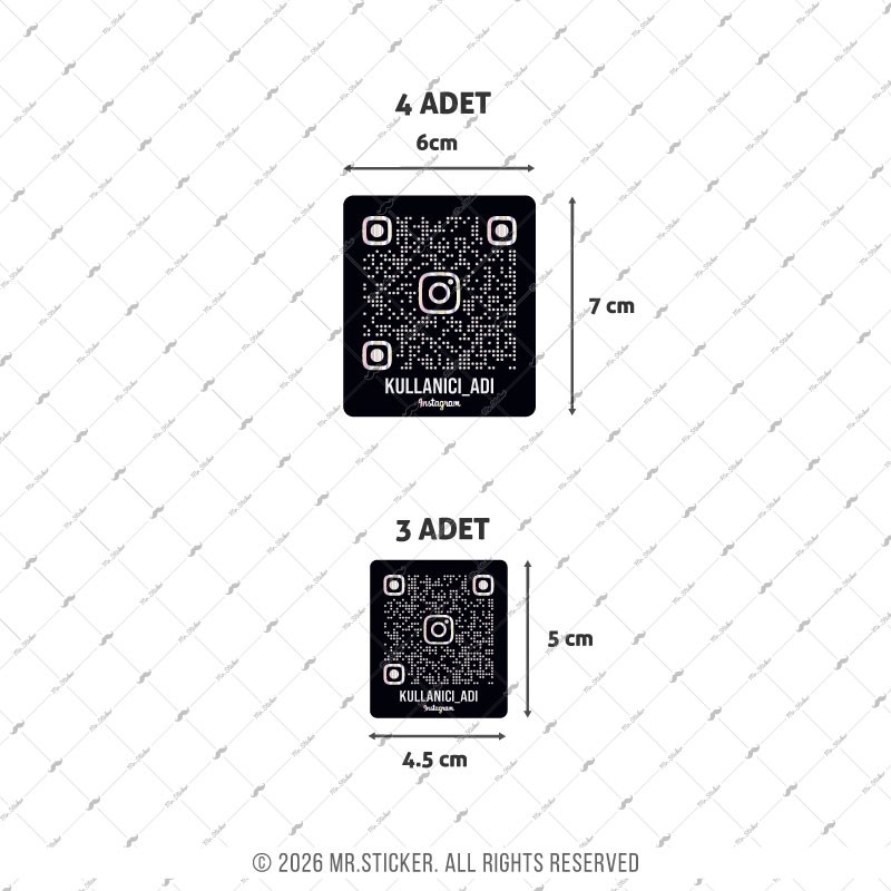SMINS30 Hologram QR Instagram Seti 7 Parça Siyah Renk