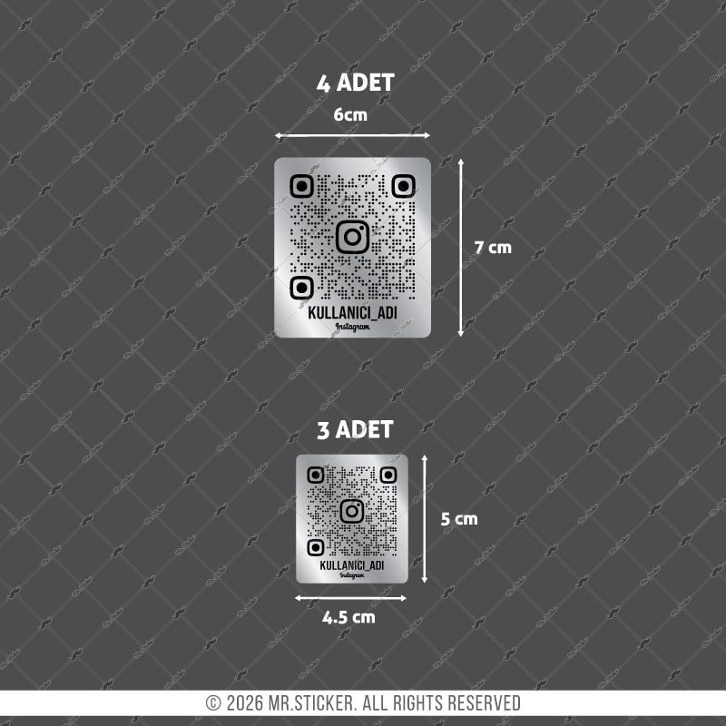 SMINS34 Platin Görünümlü QR Instagram Seti 7 Parça 