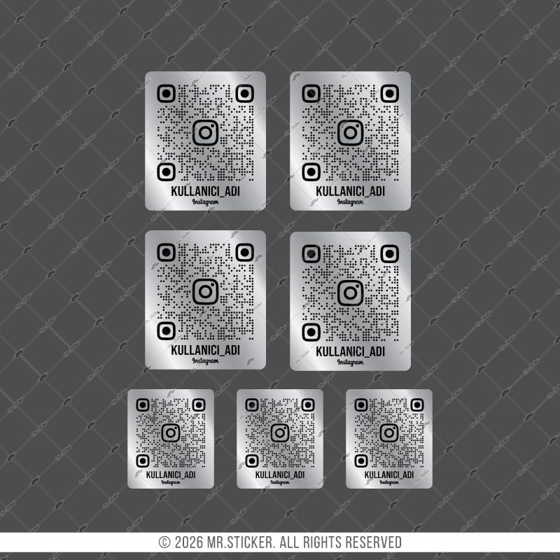 SMINS34 Platin Görünümlü QR Instagram Seti 7 Parça 