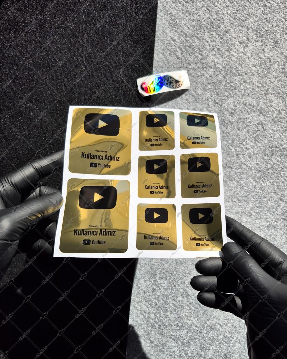 SMYTB27 Altın Görünümlü YouTube Kullanıcı Adı Etiketi 8 Parça Set
