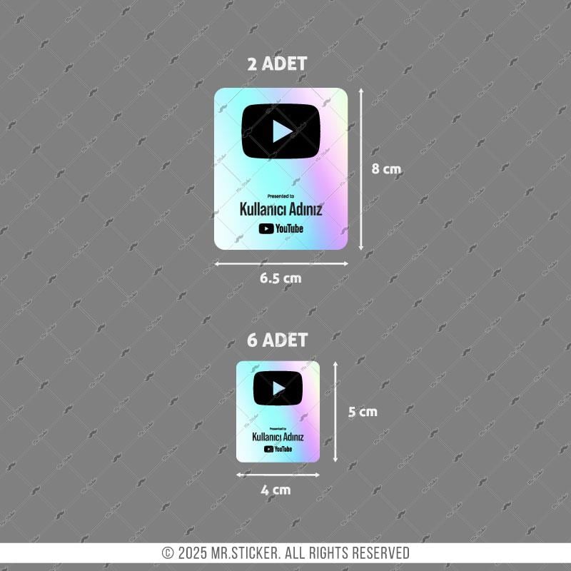 SMYTB28 Hologram YouTube Kullanıcı Adı Etiketi 8 Parça Set