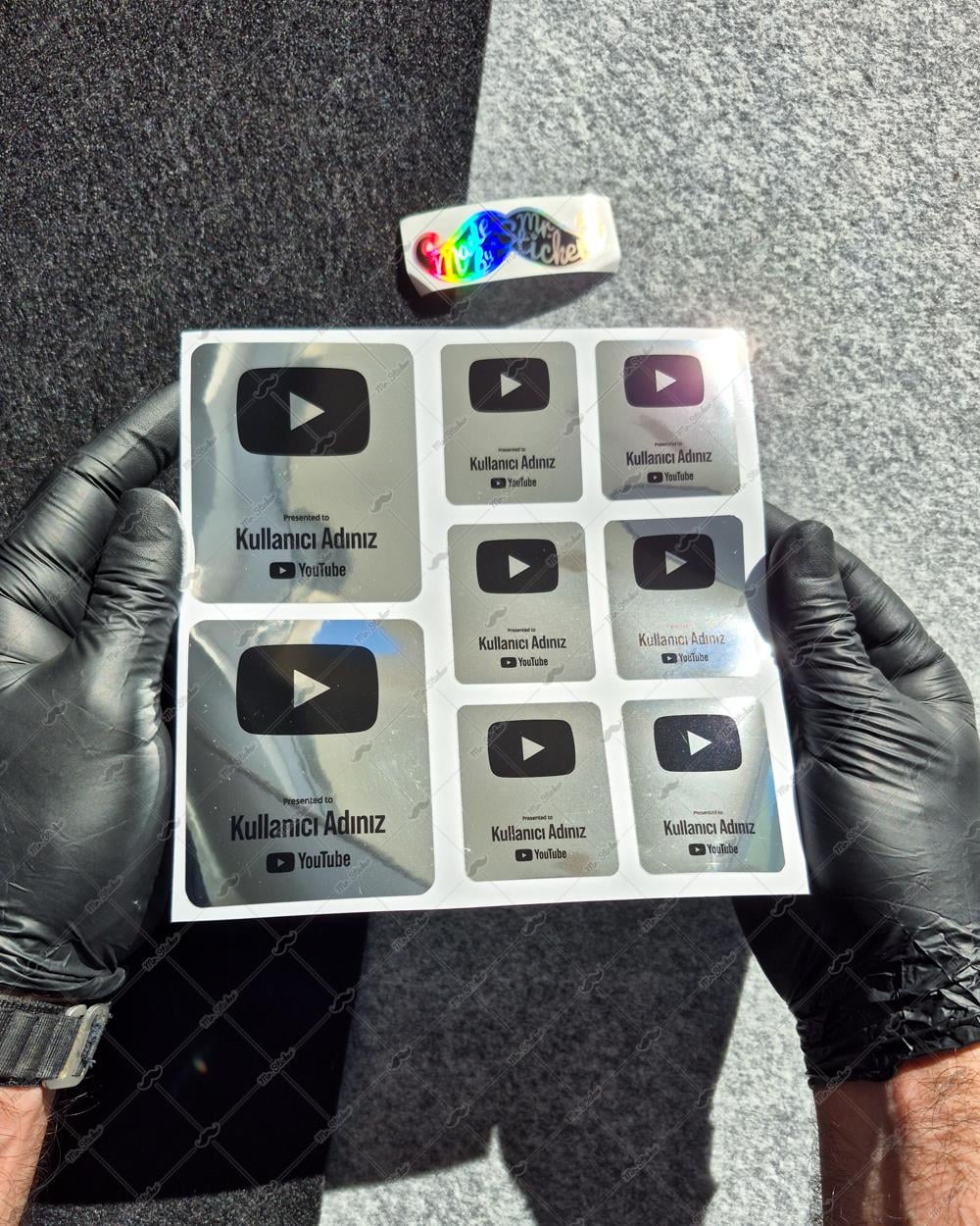 SMYTB29 Platin Görünümlü YouTube Kullanıcı Adı Etiketi 8 Parça Set