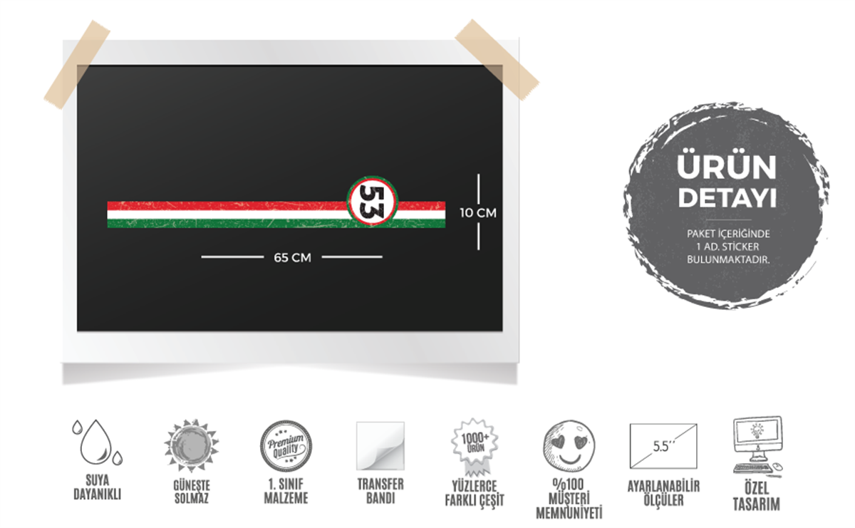 STS30 Kişiye Özel Numaralı Eskitilmiş Desenli Kırmızı Beyaz Yeşil Desenli Şerit