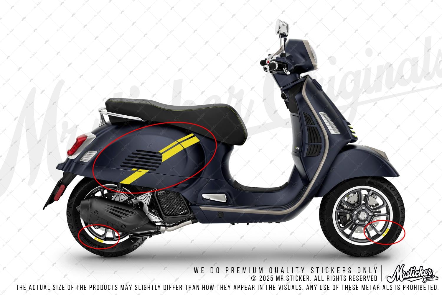 STS70 Vespa Uyumlu Yan Gövde Sticker Seti Renk Secenekli