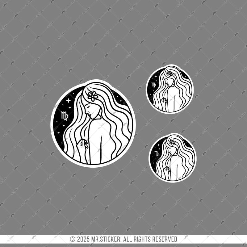 ZDC6 Reflektif Başak Burcu 3lü Sticker Seti