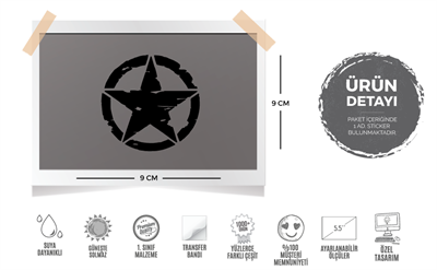 ARS8- Eskitilmis Desenli Mat Asker Yıldızı Etiketi