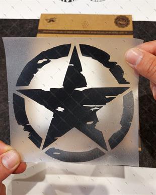 ARSBDL1 Eskitilmis Desenli Mat Siyah Asker Yıldızı Seti