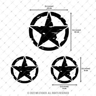 ARSBDL1 Eskitilmis Desenli Mat Siyah Asker Yıldızı Seti