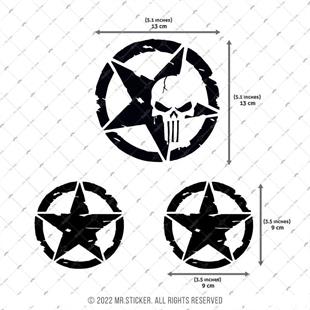 ARSBDL2 Eskitilmis Desenli Mat Siyah Asker Yıldızı Seti
