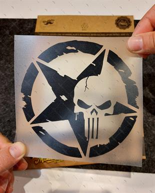 ARSBDL2 Eskitilmis Desenli Mat Siyah Asker Yıldızı Seti