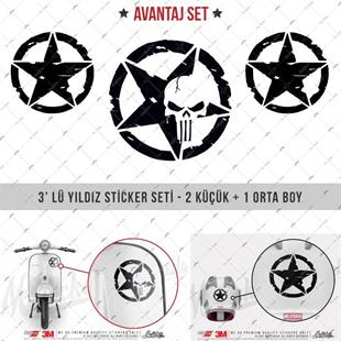 ARSBDL2 Eskitilmis Desenli Mat Siyah Asker Yıldızı Seti