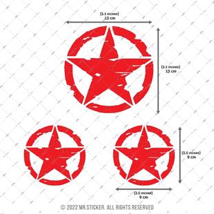 ARSBDL3 Eskitilmis Desenli Mat Kirmizi Asker Yıldızı Seti
