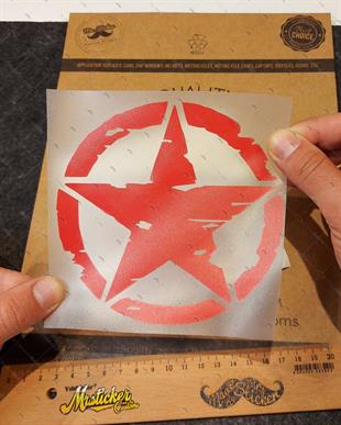 ARSBDL3 Eskitilmis Desenli Mat Kirmizi Asker Yıldızı Seti