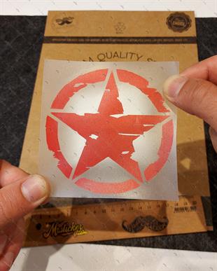 ARSBDL3 Eskitilmis Desenli Mat Kirmizi Asker Yıldızı Seti