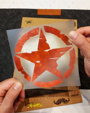 ARSBDL4 Eskitilmis Desenli Reflektif Kan Kirmizi Asker Yıldızı Seti