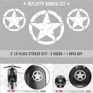 ARSBDL5 Eskitilmis Desenli Reflektif Beyaz Asker Yıldızı Seti