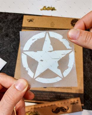 ARSBDL5 Eskitilmis Desenli Reflektif Beyaz Asker Yıldızı Seti