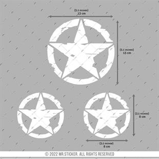 ARSBDL5 Eskitilmis Desenli Reflektif Beyaz Asker Yıldızı Seti