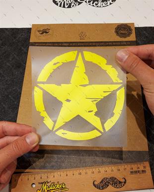 ARSBDL6 Eskitilmis Desenli Mat Sari Asker Yıldızı Seti