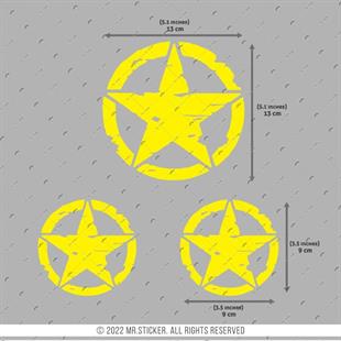 ARSBDL6 Eskitilmis Desenli Mat Sari Asker Yıldızı Seti