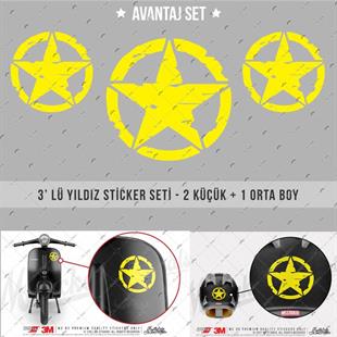 ARSBDL6 Eskitilmis Desenli Mat Sari Asker Yıldızı Seti