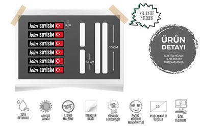 BCY1 Reflektif Bisiklet Isim Etiket Seti V1