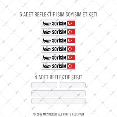 BCY1 Reflektif Bisiklet Isim Etiket Seti V1