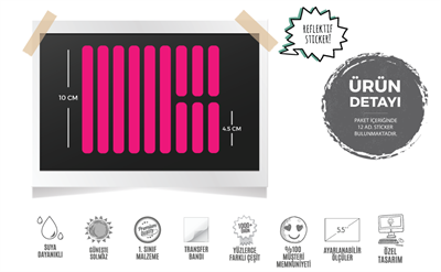 BCY10 Reflektif Fusya Serit Seti 12 Parca
