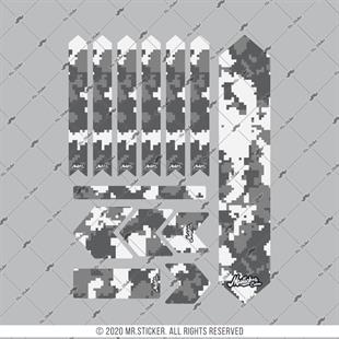 BCY26 Reflektif Koruyucu Sticker Seti Pixel Kamuflaj Desen