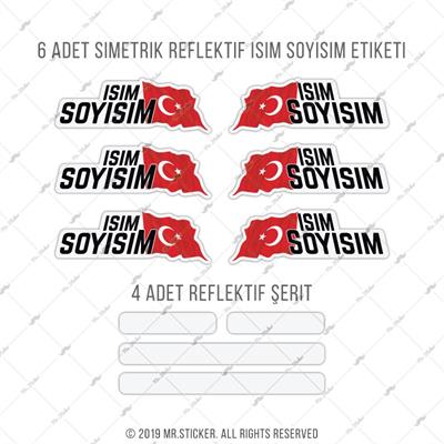 BCY3 Reflektif 10 Parca Bisiklet Isim Etiket Seti Ozel Seri