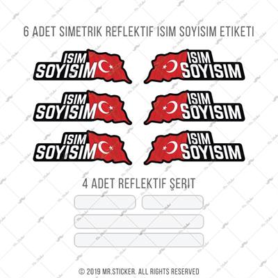 BCY3 Reflektif 10 Parca Bisiklet Isim Etiket Seti Ozel Seri