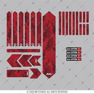 BCY35 Reflektif Koruyucu Sticker Seti Petek Kamuflaj Desen Kirmizi Siyah