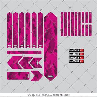 BCY39 Reflektif Koruyucu Sticker Seti Petek Kamuflaj Desen Pembe Siyah