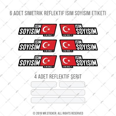 BCY4 Reflektif Kan Grubu Secenekli 10 Parca Bisiklet Isim Etiket Seti