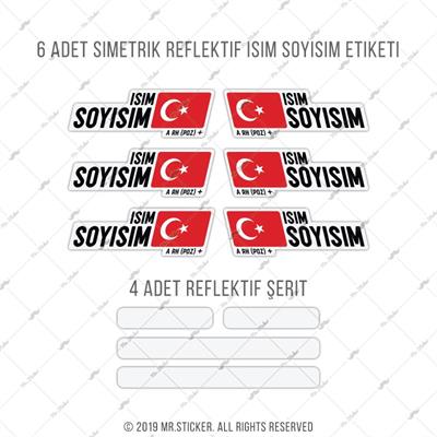BCY4 Reflektif Kan Grubu Secenekli 10 Parca Bisiklet Isim Etiket Seti
