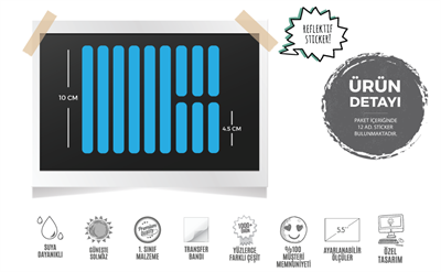 BCY5 Reflektif Mavi Serit Seti 12 Parca