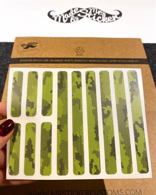 BCY50 Reflektif Yesil Siyah Petek Kamuflaj Desenli Serit Seti