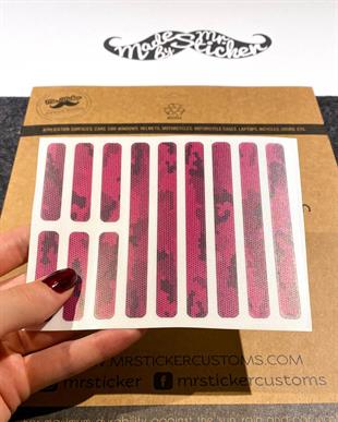 BCY52 Reflektif Pembe Siyah Petek Kamuflaj Desenli Serit Seti