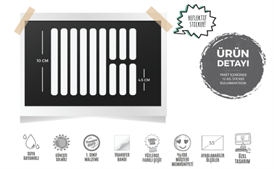 BCY6 Reflektif Beyaz Serit Seti 12 Parca