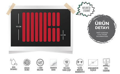 BCY8 Reflektif Kirmizi Serit Seti 12 Parca
