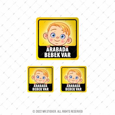 BOB15 Arabada Bebek Var Etiketi 3lü Set (Erkek Cocugu)