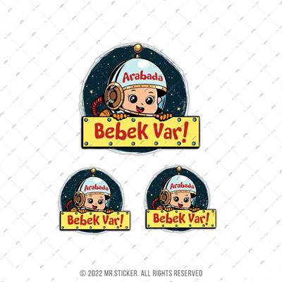 BOB18 Astronot Temali Arabada Bebek Var Etiketi 3lü Set