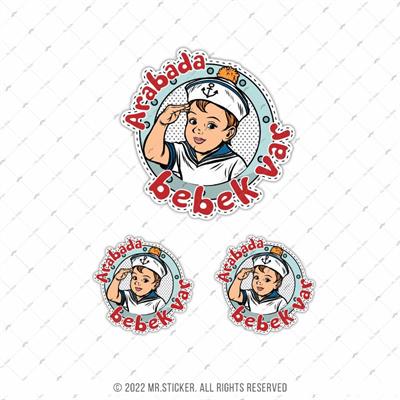 BOB19 Denizci Temali Arabada Bebek Var Etiketi 3lü Set