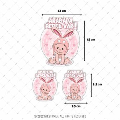 BOB21 Tavsan Sapkali Arabada Bebek Var Etiketi 3lü Set