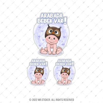 BOB22 Kus Sapkali Arabada Bebek Var Etiketi 3lü Set