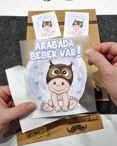BOB22 Kus Sapkali Arabada Bebek Var Etiketi 3lü Set