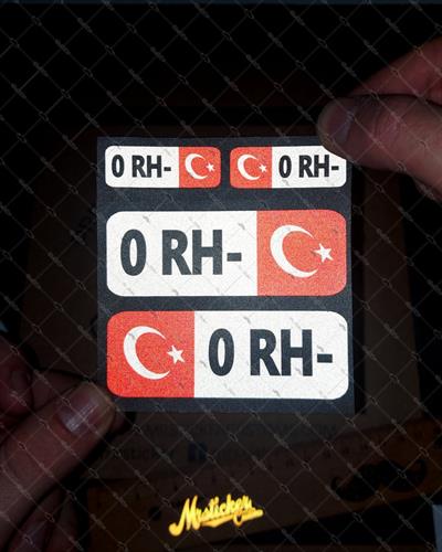 BT01 - Reflektif 0 Rh Negatif (-) Kan Grubu Etiket Seti