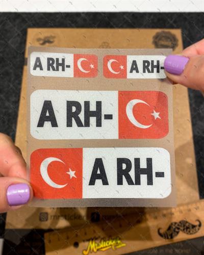 BT04 Reflektif A Rh Negatif (-) Kan Grubu Etiket Seti