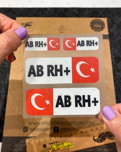 BT07 Reflektif AB Rh Pozitif (+) Kan Grubu Etiket Seti